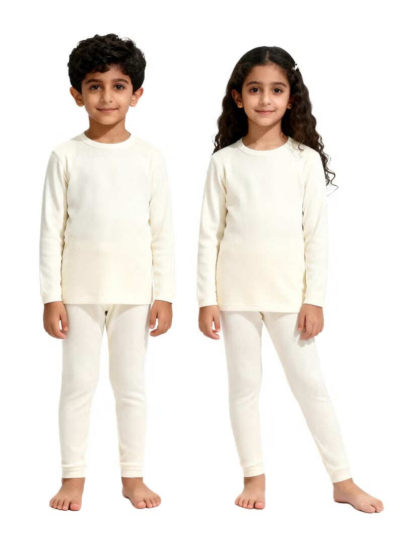 أجريون طبقة قاعدة من الصوف للأطفال - متوسط الوزن بأكمام طويلة من الصوف أعلى للأطفال - ملابس داخلية حرارية للأطفال للجنسين - Image 1